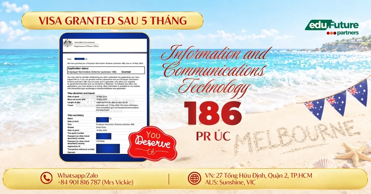 Visa 186 DE ngành ICT - Grant tháng 12/2024
